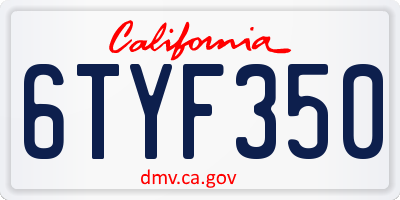 CA license plate 6TYF350