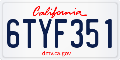 CA license plate 6TYF351