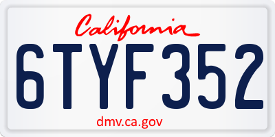 CA license plate 6TYF352