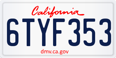 CA license plate 6TYF353