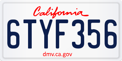 CA license plate 6TYF356