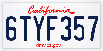 CA license plate 6TYF357