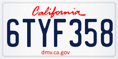 CA license plate 6TYF358