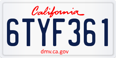 CA license plate 6TYF361