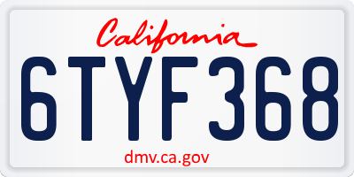 CA license plate 6TYF368