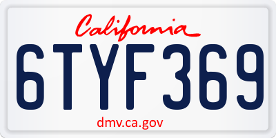CA license plate 6TYF369
