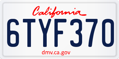 CA license plate 6TYF370