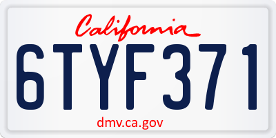 CA license plate 6TYF371