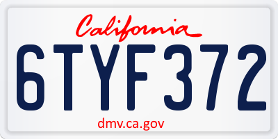 CA license plate 6TYF372