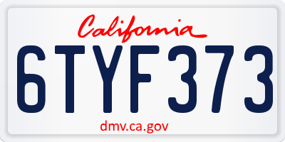 CA license plate 6TYF373