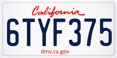 CA license plate 6TYF375