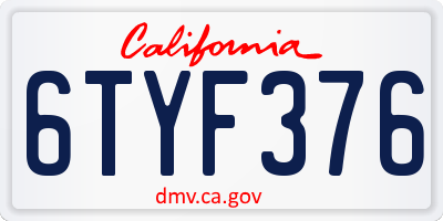 CA license plate 6TYF376