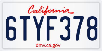 CA license plate 6TYF378