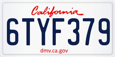 CA license plate 6TYF379