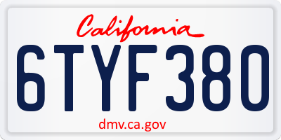 CA license plate 6TYF380