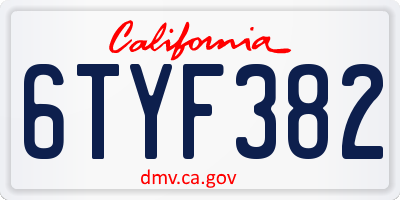 CA license plate 6TYF382