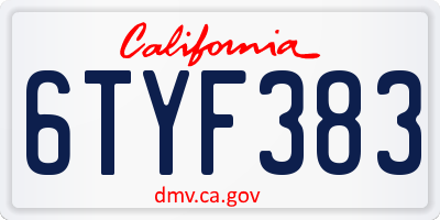 CA license plate 6TYF383