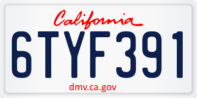 CA license plate 6TYF391