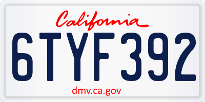 CA license plate 6TYF392