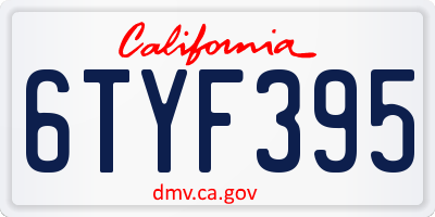 CA license plate 6TYF395
