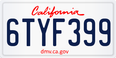 CA license plate 6TYF399