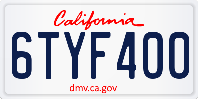 CA license plate 6TYF400