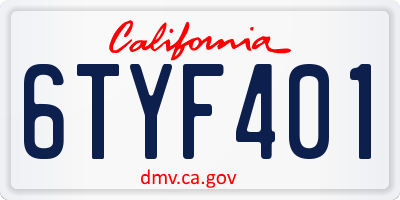 CA license plate 6TYF401