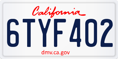 CA license plate 6TYF402