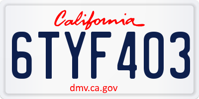 CA license plate 6TYF403