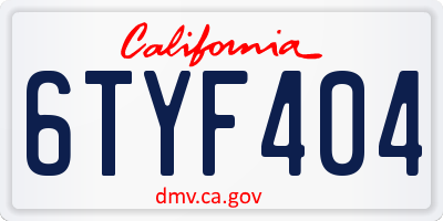 CA license plate 6TYF404