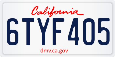 CA license plate 6TYF405