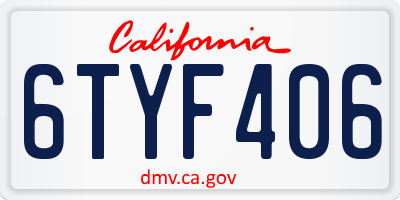 CA license plate 6TYF406