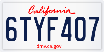 CA license plate 6TYF407