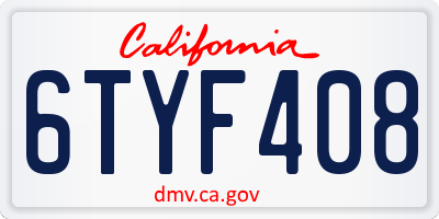 CA license plate 6TYF408