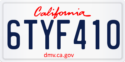 CA license plate 6TYF410