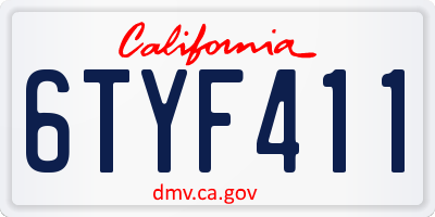 CA license plate 6TYF411