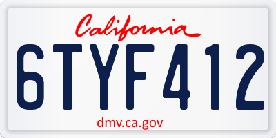 CA license plate 6TYF412
