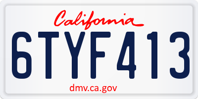 CA license plate 6TYF413
