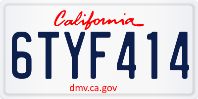CA license plate 6TYF414