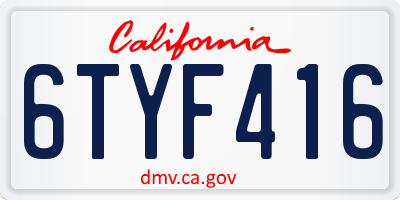 CA license plate 6TYF416