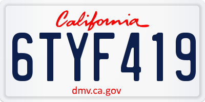 CA license plate 6TYF419