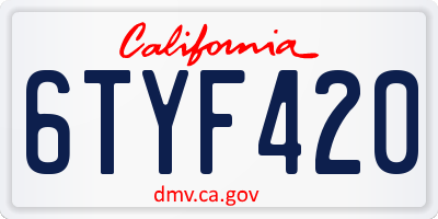 CA license plate 6TYF420