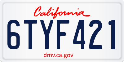 CA license plate 6TYF421