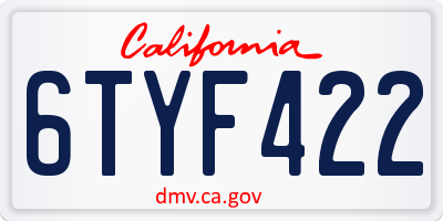 CA license plate 6TYF422