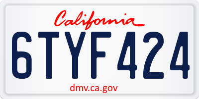 CA license plate 6TYF424
