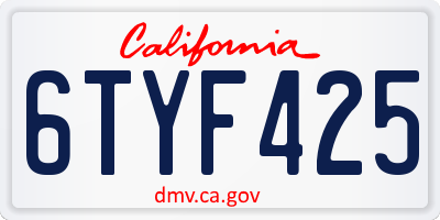 CA license plate 6TYF425