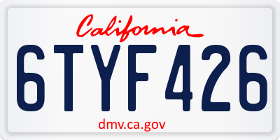 CA license plate 6TYF426