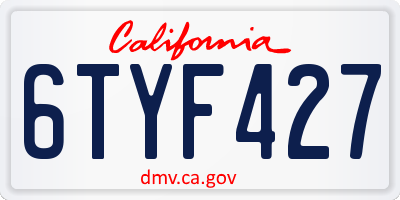 CA license plate 6TYF427