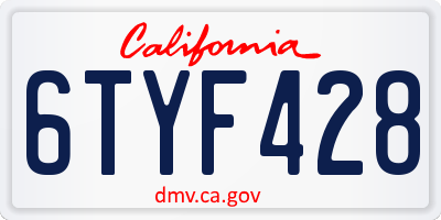 CA license plate 6TYF428