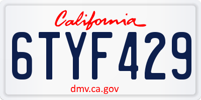 CA license plate 6TYF429